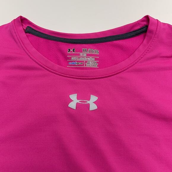UNDER ARMOUR Youth XL Hot Pink Long Sleeve Compression Shirt - Picture 2 of 2